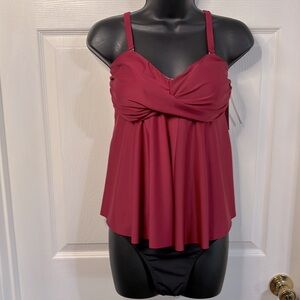 Aibrau red & black two pice swim suit, size large, NWT.